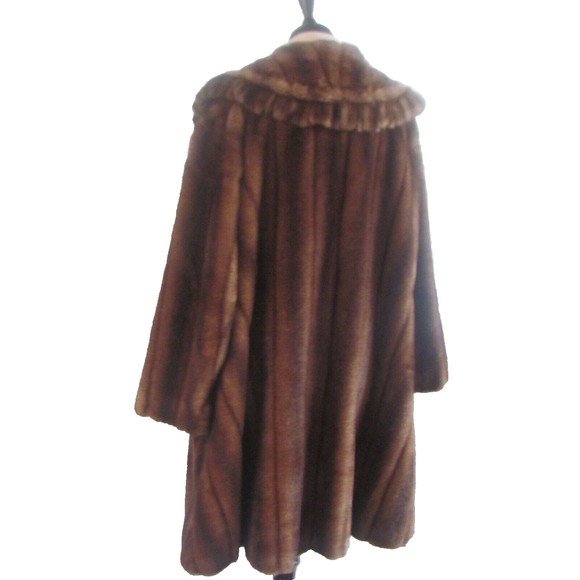 Women's Faux Fur Designer C H Couture Helene Brown Faux Mink Fur Coat 12.R - Picture 16 of 16